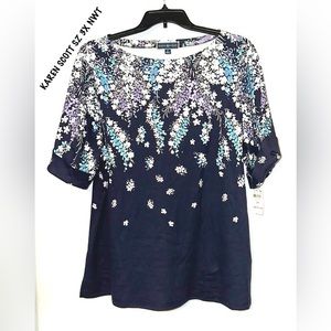 Karen Scott Intrepid Blue Floral Top 3X NWT